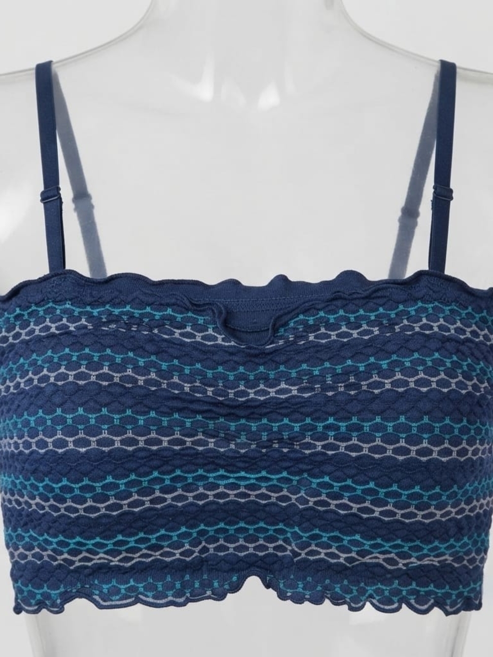 Alin Fashion Collection Blue Textured Scalloped Cropped Cami Bralette